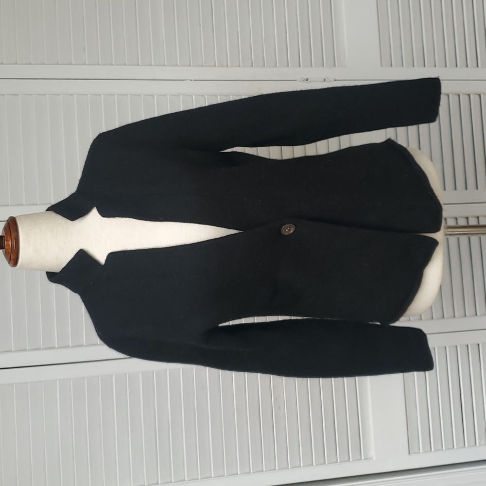 Marina Luna Black 100% Merino Wool Cardigan Sweater Size M